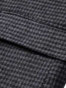 Men's Houndstooth Single-Breasted Suit, Business Casual Slim Fit Plaid Blazer - Black - View 6