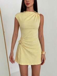 Women Midi Dresses - Kuning muda 4 - View 8