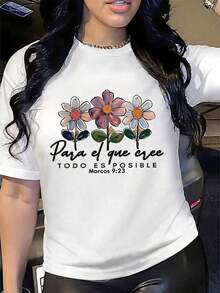 Women's Classic Short-Sleeved Crew Neck T-Shirt, Made From Soft, Pure Cotton That Feels Great Against The Skin, Is Breathable, And Keeps You Cool And Comfortable In Spring And Summer. Features An Exquisite Printed Pattern With A Unique Design. The Simple Yet Elegant Style Exudes A Casual And Modern Charm. Suitable For Everyday Wear, Outings, Weekends, Vacations, Meetings, And City Strolls, It's Easy To Style With A Chic And Casual Look. - 白色 - 查看 8