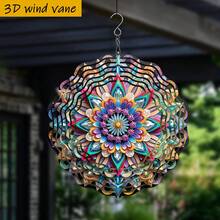 3D 1件裝彩色紙藝曼陀羅花，25.5cm/10in*25.5cm/10in 附旋轉掛鉤，360° DIY創意風鈴，多功能室內/室外 360°旋轉吊飾（不含吊墜），隨機款式 - A - 查看 4