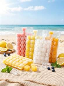 Bolsa de almacenamiento de cubitos de hielo, una bandeja versátil y práctica para el congelador adecuada para todas las estaciones. Cuenta con moldes apilables y un diseño fácil de llenar, perfecto para enfriar utensilios de cocina y bebidas al aire libre - un accesorio de refrigerador y suministro para fiestas imprescindible. Cubitos de hielo para hacer hielo - transparente - Ver 8