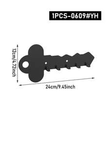 1pc Wall Mounted Key Holder With Hooks And Shelf, Easy To Install, Space Saving, Wall Hanging Storage Rack For Keys, Mail, Coats And More. Suitable For Entryway, Kitchen, Office And Other Locations. - Black - View 15
