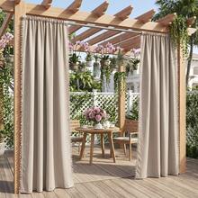 FLYINGCURTAINS 1PC Waterproof Indoor/Outdoor Curtain Panel – Solid-Color Polyester, Thermal-Insulated Blackout Curtain With UV Protection. Suitable For Balcony, Gazebo, Porch, Kitchen, Dining Room, Living Room, Bedroom, Study, Etc. Home Decor; Sold Individually - C - View 7