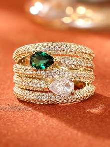 1pc Exquisite Cubic Zirconia Ring, Suitable For Women, Can Be Worn For Weddings, Engagements, Valentine's Day, Parties, An Ideal Gift Choice - 3# - View 9