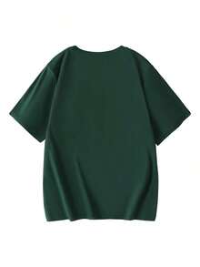 Plus Size Round Neck T-Shirt With Daisy Print, Suitable For Summer Vacation, New Year's, Valentine's Day, Mother's Day, And Other Occasions. Casual Summer Top. Suitable For Summer Vacation, Beach, Days Off, Spring Outfits, Summer Top, Women's Summer Wear; Short-Sleeved T-Shirt For Graduation; Back-To-School Outfit; Graduation Ceremony; School Teacher Attire; Summer Outfit For Family And Friends. Suitable For Daily Wear, Outings, Festivals, Beach, Parties, Birthdays, Meetings, School, Music Festivals, Vacations, Commuting, Fitness, Weddings, And New Year's. - 杉綠色 - 查看 9