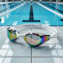 Gafas de natación competitivas profesionales para adultos, gafas de carreras con película electrochapada de colores, lente de alta definición, impermeables, antiempañantes, electrochapadas, gafas de natación de competición unisex, equipo de natación - Multicolor - Ver 10