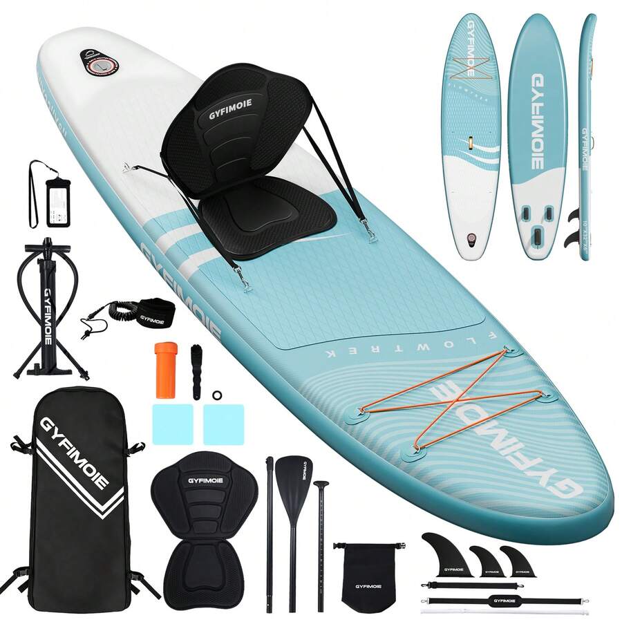Stand Up Paddle Board With Seat, Inflatable SUP Board With All Accessories Kits 325cm Paddleboard With Hand Pump, Backpack, Non-Slip Deck For Adults & Youth Of All Levels - Mint Blue - View 1