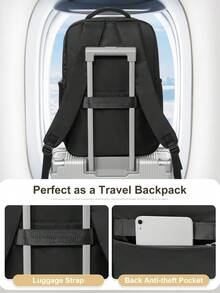 Minimalist Computer Backpack, Waterproof Casual Daily Bag, Multi-Pocket Compartment Storage, Lightweight Travel Backpack, Fits 15.6 Inch Laptop, Durable Wear-Resistant Shoulder Bag, Unisex, Suitable For Office, Daily Commute, Business Trip And Daily Travel - Multicolor - View 5
