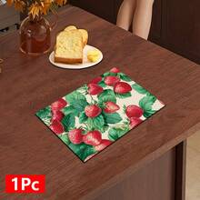 1 pieza Felpudo absorbente con estampado de fresa para secar platos, felpudo absorbente para mostrador de máquina de espresso, felpudo absorbente para fregadero, felpudo absorbente suave para grifos, felpudo absorbente para tazas de fregadero, accesorios de cocina y baño - Multicolor - Ver 16