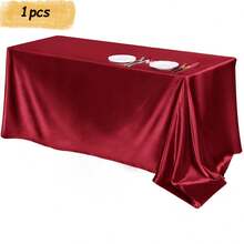 1pc Elegant Satin Tablecloth, Wedding Decoration Rectangular Tablecloth, High-Quality Polyester Satin Texture, Suitable For Weddings, Birthdays, Restaurants, Home Gatherings, Outdoor Parties, Tabletop Protection Cover, Tabletop Decoration And Party Tablecloth, Christmas Party Napkin - Burgundy - View 31