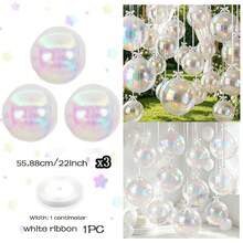 22 Inch 4D Gradient Iridescent Foil Balloons, Colorful 4D Balloons, Paired With Rain Curtain Decoration, White Ribbon Decoration, Suitable For Wedding Decoration, Engagement, Birthday Party, House Ceiling Party Decoration, Bachelor Party, Mermaid Party Decoration, Christmas. - View 16