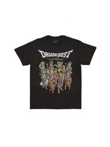 Men'S Official Dragon Quest Retro Gaming T-Shirt - Dragon Quest Logo & Character Vintage Game Graphic, Relaxed Slim Fit 200Gsm Heavy 100%, Premium Quality T-Shirt for Nostalgic Gamers & Fans (Casual Wear, Birthday Gift) - Made in Japan Print, Bold Design, Gamer Apparel - Negro - Ver 1