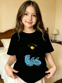 Take Me To The Beach T-Shirt For Girls - 黑色 - 查看 7