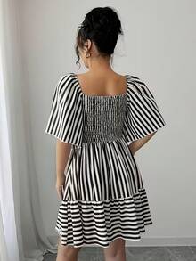 Women's Dress With Striped Print And Magical Visual Contrast - Pale Yellow - View 5