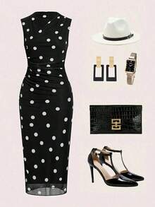 Women Midi Dresses - 黑白 - 查看 12