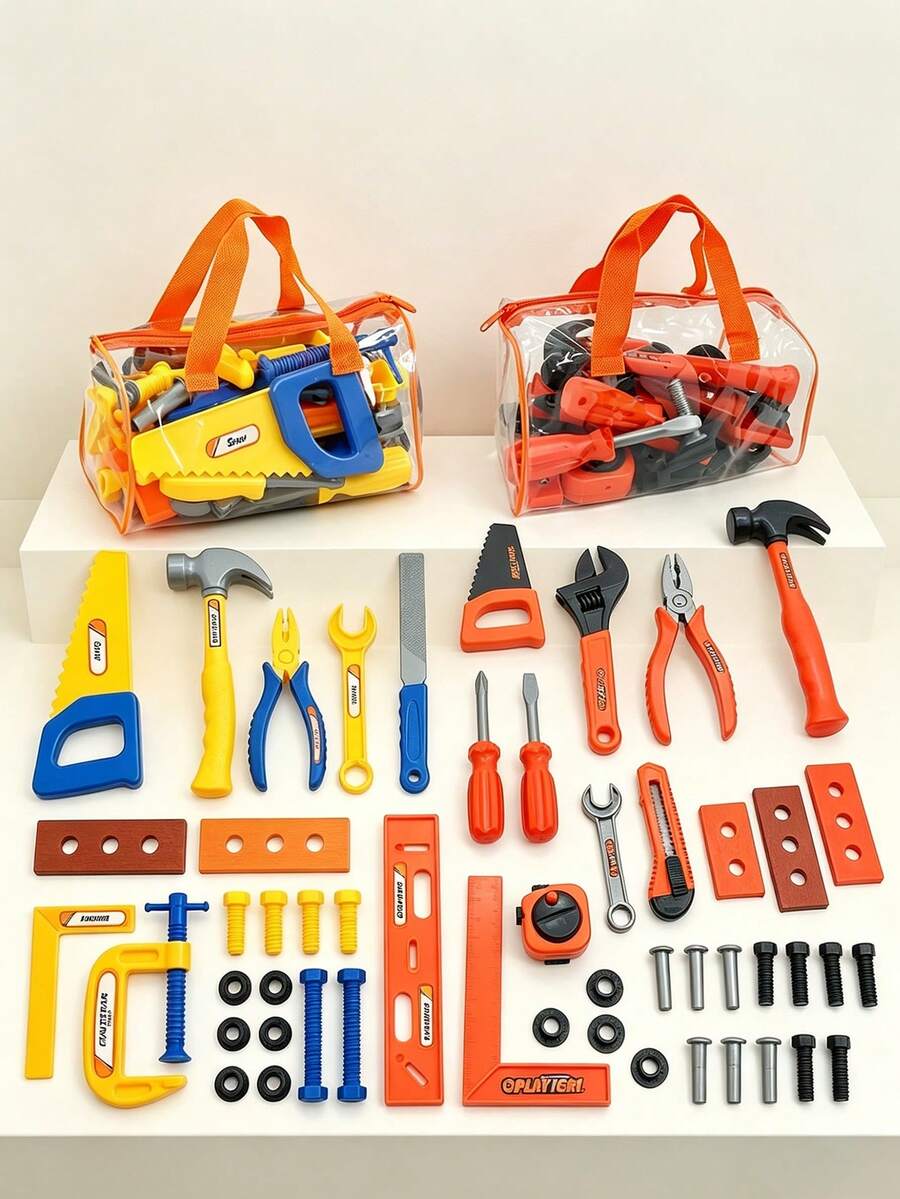 3+ Years Old Children's Party Favors/Large Realistic Screw Repair Storage Tool Toys/Unisex Roleplay Set/Holiday Gifts/Party Game Props/Enhance Interaction/Develop Hand-Eye Coordination/Random Color - Multicolor - View 1