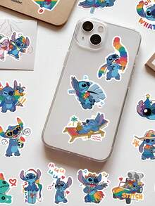 Disney 50PCS Rainbow Stitch Stickers, Creative, Quirky, And Cute Office Decoration Stickers, Suitable For Decorating Desks, Folders, Pen Holders, Notebooks, And Other Doodle Stickers. School Supplies - A - View 4