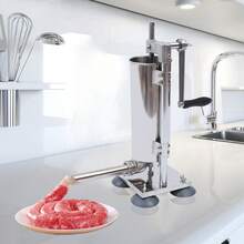Manuell Wurstfüllmaschine, 3L Edelstahl Wurstfüller Maschine Vertikale Wurstmaschine Mit 4 Saugnäpfen Füllen Wurstfüller Befestigt Handkurbel Fleisch Füll Maschine Für Herstellung Geeignet - Silber - Übersicht 2