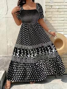 Plus Size - Plus Size - Women's Dress With Fitted Waist - Black - View 4