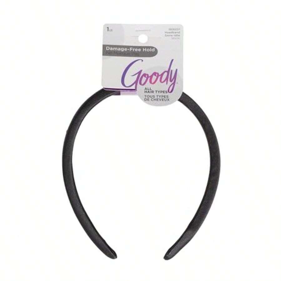 yqq GOODY Diadema Acolchada Suave Sin Dolor, Negra, Elegante Y Ligera, De Satén Que No Daña El Cabello, Para Mujeres Y Hombres, Comodidad Durante Todo El Día, Accesorios Para El Cabello Para Todas Las Oca - Negro acolchado - Ver 1