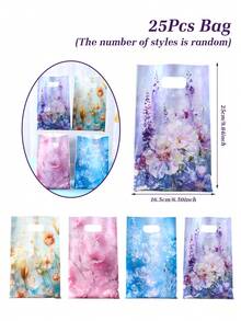 50个/套 花卉油画图案塑料礼品袋，绘画艺术手提袋，生日派对装饰，花卉主题派对用品，礼品包装，婚礼装饰，婴儿派对，购物袋，春季装饰，派对回礼 - 油畫花卉 - 查看 13