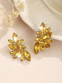 1 Pair Bohemian Alloy Rhinestone Inlaid Fashion Versatile Elegant High-End Luxury Exaggerated Earrings For Women - Gold - View 3
