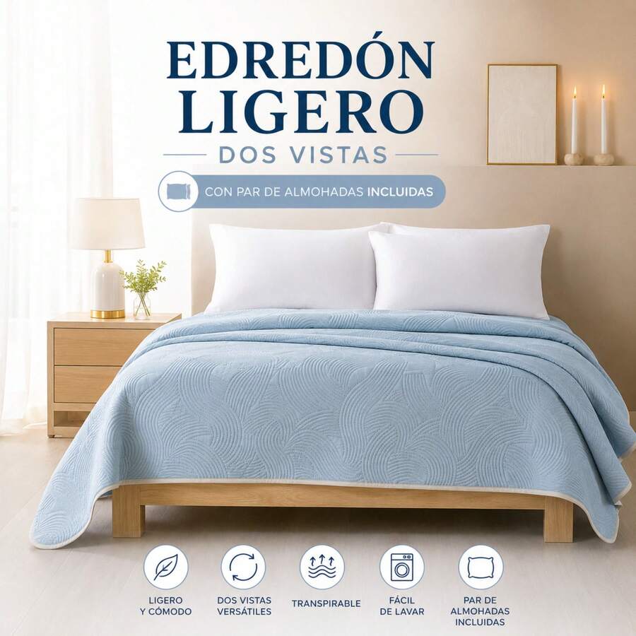 Novo Lightweight Reversible Comforter + 2 Free Pillows – Comfort And Style In One Combo BEAUTTY HOME - BLUE - View 1
