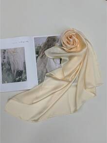 1 pieza Bufanda de unicolor, cómoda, elegante, clásica, nueva y versátil para primavera/otoño, estilo de mujer - amarillo claro - Ver 6