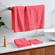 1188- Polyblanc - Juego de 6 Toallas de Microfibra de Secado Rápido para Baño Gimnasio y Manos Toallas de Baño Grandes Toallas para Gimnasio y Toallas para Manos en un Juego de Baño Coral - Coral - Ver 7