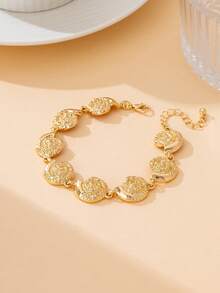1 pieza Tobillera para mujer con diseño de nicho único, textura metálica dorada con forma de concha, accesorio versátil para vacaciones de verano en la playa - Amarillo Oro - Ver 3