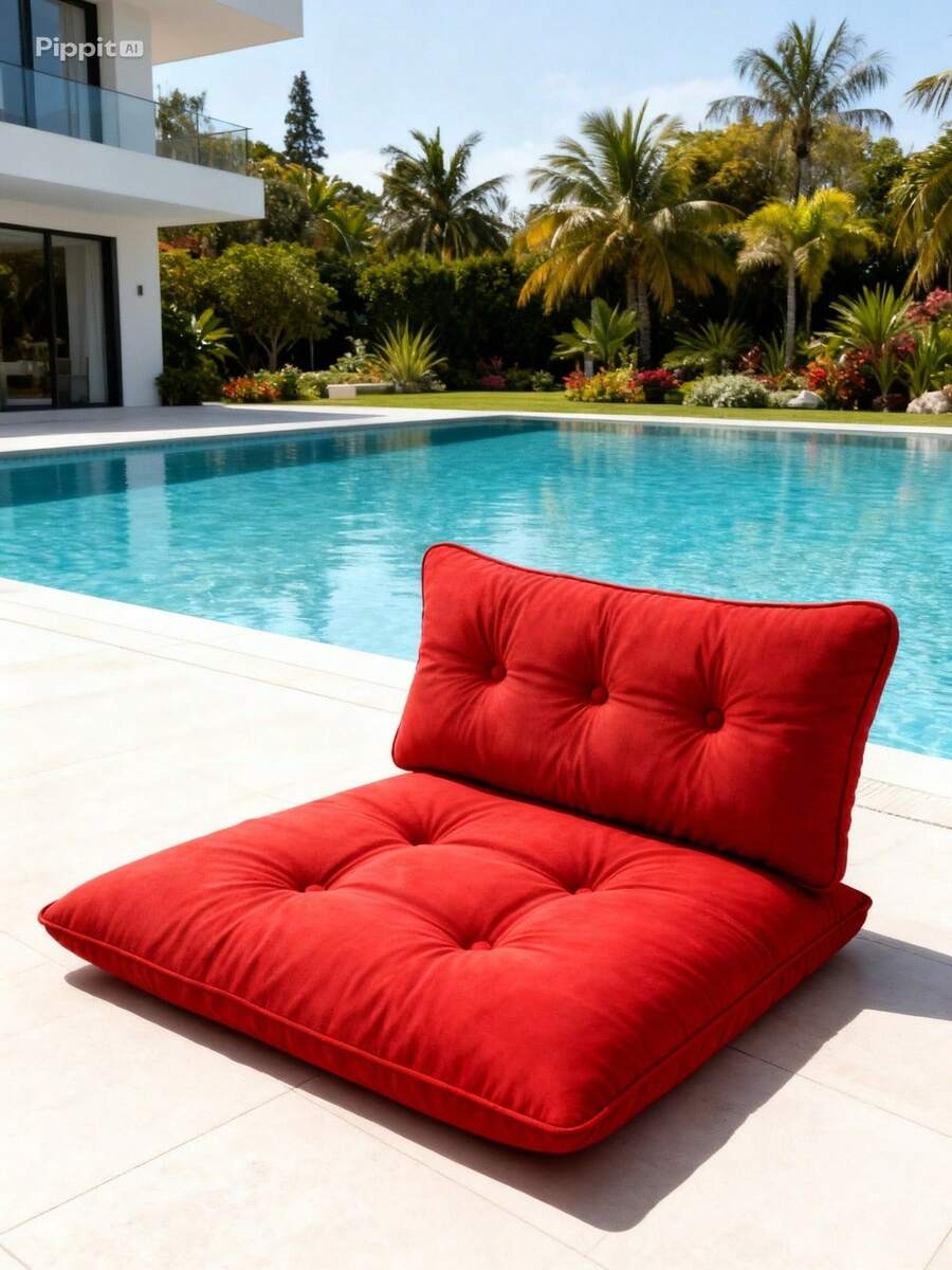 Premium Oversized Floor Pillow With Back Support - Indoor & Outdoor Versatile Seating - Soft Touch - Red - View 1
