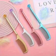 8pcs Creative Comb Pens - Random Pen Body Colors, Unique Fun Writing Tool For School And Office, Ideal For Signatures And Gifts - Sets - View 7