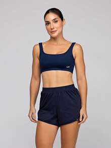 LOT FITNESS Women's Fitness Set: Gym Top With Open Back And Loose-Fitting Shorts For Running - Cool And Comfortable - Màu xanh hải quân - Xem 1