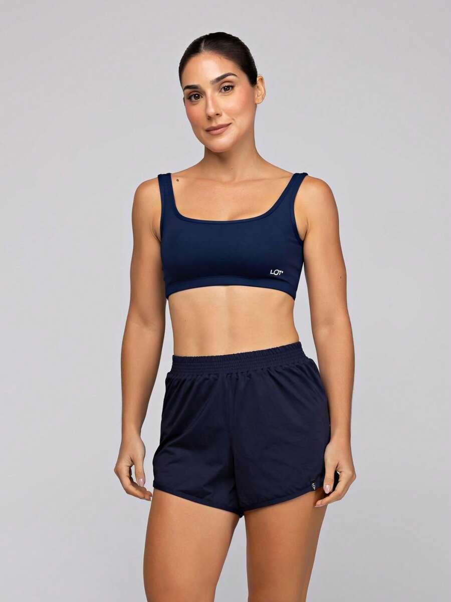 LOT FITNESS Women's Fitness Set: Gym Top With Open Back And Loose-Fitting Shorts For Running - Cool And Comfortable - Màu xanh hải quân - Xem 1