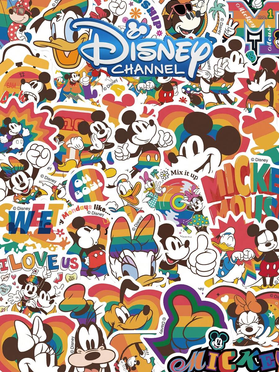Disney 50張迪士尼米奇創意防水貼紙,適用於水瓶、電腦、平板、筆電、手機、剪貼簿、滑板、吉他、桌面、牆面、冰箱、行李箱、手機殼裝飾貼紙,適合生日禮物、派對禮物、節日禮物等 - 50pcs - 查看 1