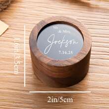 CFUNIQ 1pc Wood Oval 2-Slot Custom Ring Box, Square Walnut Ring Box, Round Ring Box For Wedding Rings, Laser Engraved For Proposal, Engagement, Personalized Gift - Multicolor - View 12