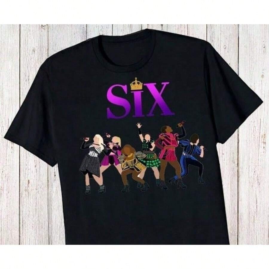 Short-Sleeved T-Shirt For Young Women (Girls And Boys) And Plus Sizes, 2026, Featuring Six Elements Of Musical Theater, Drama Theme, Women's Clothing - Stretch Polyester Blend, Machine Washable, Summer Casual Wear, Summer T-Shirt, Casual Fashion For Young Girls, Creative, Personalized, Refreshing, Minimalist, High-End, Cool, Graphic Print Of Virtual Girl Group Characters, Comfortable Basic T-Shirt, Cozy Styles Suitable For All Seasons, Pop T-Shirt, Rocker Top For Kids, Tops For Children, Star T-Shirts For Girls, Father-Son Sets, Anime Merchandise, Valentine's Day Gifts, Birthday Gift. - 黑色 4 - 查看 1