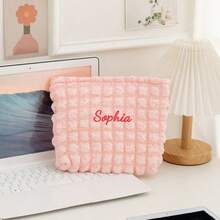 Personalized Checkered Cosmetic Bag, Large Capacity Makeup Organizer, Portable Travel Toiletry Pouch, Handheld Storage Clutch For Girl, Daily Use - Multicolor - View 19