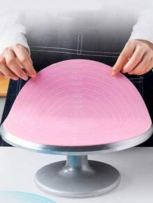 Round Silicone Baking Mat, Non-Stick Kneading Mat, Anti-Slip Pastry Work Surface Mat, Bread/Cake Tray, Non-Stick, Easy To Clean, Non-Stick, With Scale, Reusable Kitchen Tool, Essential Baking Tool, Suitable For Making Cakes, Cookies, Macarons, Bread And Various Pastries, Suitable For Holidays, Parties, Gatherings, Outdoor Picnics, Gift For Family, Mother, Friends - Pink - View 4