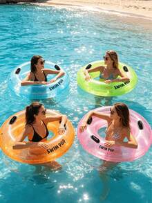 1 pieza Aro de natación inflable con asa, material de PVC, adecuado para agua, playa, piscina, fiesta temática, dispositivo flotante, flotador de piscina, asiento de descanso en el agua, balsa de piscina, se necesita comprar una bomba infladora por separado - Varios estilos - Ver 3