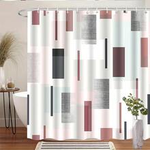 1 pieza Cortina de ducha con un patrón geométrico abstracto, incluye 12 ganchos, 180 x 180 cm, perfecta para la decoración del baño, garantiza la privacidad en la ducha y es lavable a máquina. - Multicolor - Ver 6