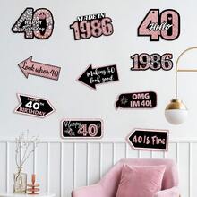 10pcs Black Rose Gold 16/18/21/40/50/60 Years Old Birthday Party Decoration Set, Funny Slogans, Suitable For 16/18/21/40/50/60 Years Old Birthday Party, Birth Anniversary Theme Decoration, Birthday Photo Backdrop, And Home Birthday Atmosphere Creation - 40 Years Old - View 2
