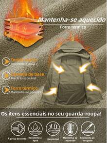 Tactical Military Jacket Made Of Soft Shark Skin - Khaki - View 10