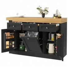 Extendable Bar Table With Storage, Folding Dining Table With Drawer And Snack Shelf, Sliding Bin Holder (Bin Not Included), Space-Saving Design Ideal For Small Apartments And Kitchens, White - 黑色 - 查看 10