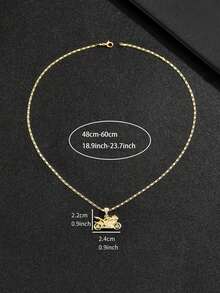 1pc Fashionable Personalized European And American Hip-Hop Style Men's Classic Motorbike Racing Car Cubic Zirconia Pendant Necklace - Yellow Gold - View 8