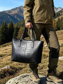 New Arrival Luxury Patterned Versatile Women Shoulder Tote Bag - Black - View 5