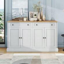 Large Sideboard With 4 Doors And 2 Drawers, Modern Storage Unit For Dining Room And Living Room, 150 X 40 X 86 Cm (L/W/H) – (Antique White) - 自然色 - 查看 3