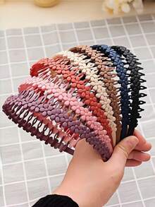 7pcs Women's New Wavy Headbands, Narrow Headbands, Face Washing Headbands, High Crown Hair Accessories - Multicolor - View 14