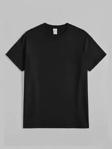 Camiseta de algodón nueva de verano 2026, camiseta de verano holgada y transpirable, top deportivo casual para mujer con estampado de letras, camiseta de verano de manga corta con cuello redondo, diseño de una sola pieza, moderna y cómoda (la camiseta, no un conjunto) - Camiseta retro de algodón de manga corta y cuello redondo, estilo urbano unisex, holgada, casual, versátil y cómoda. - Negro - Ver 2