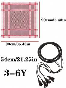 2 chiếc khăn trùm đầu Ả Rập Dubai Jacquard cho trẻ em, băng đô phong cách Ả Rập Saudi, mũ trùm đầu Ả Rập, phù hợp cho trẻ em và thanh thiếu niên - Đỏ - Xem 6